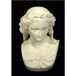 Copeland Parian bust of 'Miranda', WC Marshall sculpt, impressed marks to back, 22cm high…