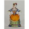 Image 1 : Hand painted and gilded porcelain figurine candle snuffer of a grumpy lady in a floral dress, 9cm…