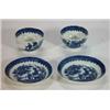 Image 1 : Pair of miniature, possibly, Worcester tea bowls and saucers, decorated with blue and white willo…