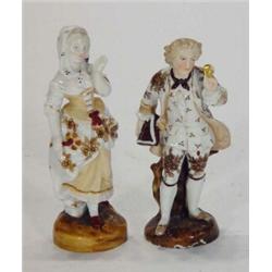 Pair of hand painted Continental porcelain figurines, marks to base, 12cm high…