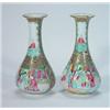 Image 1 : Pair of Chinese Famille Rose vases, hand painted with figures of birds amongst flowers, 18cm high…