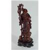 Image 1 : Well detailed carved hardwood root carving of an oriental gentleman with stork, 24cm high…