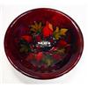Image 1 : Moorcroft 'Frilled Orchid' patterned red glazed shallow bowl, 25cm diameter, various marks to bac…