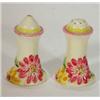 Image 1 : Hand painted Clarice Cliff Bizarre salt and pepper, relief moulded with colourful flowers, 8cm hi…