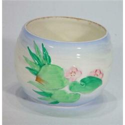 Hand painted floral Clarice Cliff pot, marks to base, 6cm high…
