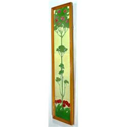 Art Nouveau style five tile floral panel decorated in reds, greens and creams…