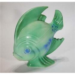 Blue and green glazed Poole pottery Art Deco style fish, impressed marks to base, 21cm high…