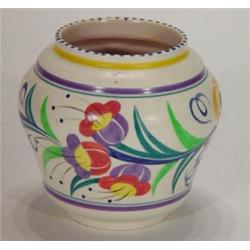 Hand painted Poole pottery vase, decorated with stylised flowers, marks to base, 13cm high…