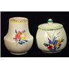 Image 1 : Hand painted Poole pottery floral jampot and cover and floral vase, tallest 11cm high…