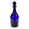 Image 1 : Early Victorian Bristol blue gin decanter with bulls eye stopper, 26cm high…