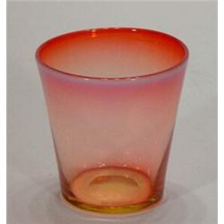 Victorian Cranberry and vaseline glass tumbler, 8cm high…