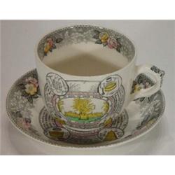 Adams hand coloured and transfer printed 'Farmers' Arms' breakfast cup and saucer…