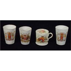 Two hand painted and transfer printed Borough of Eastbourne Foley china Edward VII and Alexandra…