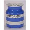 Image 1 : T.G. Green blue and white Cornishware Cocoa-nut jar and cover, 13cm high…