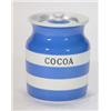 Image 1 : T.G. Green blue and white Cornishware Cocoa jar and cover, 15cm high…