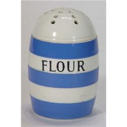 T.G. Green blue and white Cornishware Flour shaker, 13cm high…