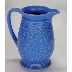 Blue glazed Sylvac floral patterned jug, 21cm high, impressed marks to base…