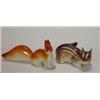 Image 1 : Hand painted USSR seated chipmunk and a squirrel, paper labels to base…