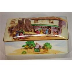 Hand coloured and transfer printed Royal Winton box and cover depicting 'The Old Curiosity Shop',…