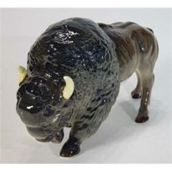 Hand painted standing buffalo, 40cm in length…