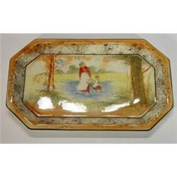 Transfer printed and hand coloured Royal Doulton rectangular dish, decorated with mother and chil…