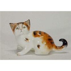 Hand painted Royal Doulton ginger and black seated cat, 5cm high…