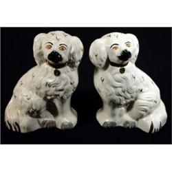 Pair of seated Beswick Staffordshire style dogs, marks to base, 20cm high…