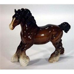 Large brown Beswick shire horse, 23cm high…