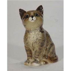 Hand painted seated Beswick tabby cat, 11cm high, marks to base…