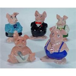 Set of five hand painted Wade NatWest pig moneybanks…