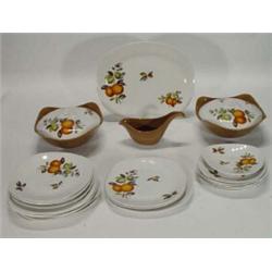 Large quantity of Midwinter orange and leaf patterned style craft tableware including two tureens…