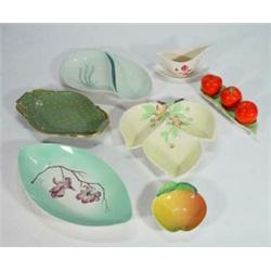 Selection of Carltonware including Apple Blossom leaf shaped dish, green polka dot dish, tomato c…