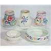 Image 1 : Three hand painted Poole pottery floral vases and two dishes…