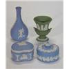 Image 1 : Two Wedgwood Jasperware trinket boxes and covers and two vases…