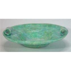 Mottled green Beswick twin handled shallow bowl, 30cm diameter…