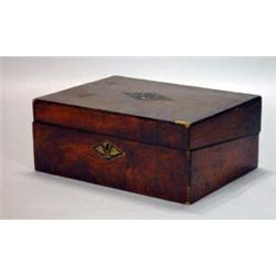 Inlaid Victorian mahogany stationery box with fitted interior (for restoration)…