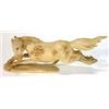 Carved ivory prancing dappled horse on base, signature to base, 15cm in length…