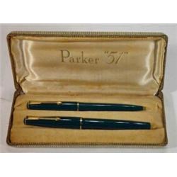 Cased Parker Duofold 51 fountain pen and ballpoint pen…