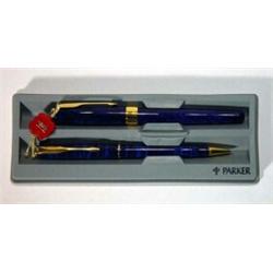 Blue marbelised Parker Sonnet fountain pen and pencil…