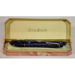 Cased blue marbelised Conway Stewart fountain pen and pencil…