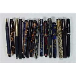 Large quantity of assorted fountain pens including mottled blue Abbey fountain pen, Blackbird mot…