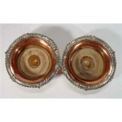 Pair of shaped Sheffield plated wine coasters…