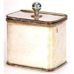 Rectangular Sheffield plate tea caddy with hinged lid, 9cm high…