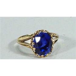 9ct gold with blue sapphire ring mounted in a 14ct gold mount…