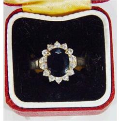 9ct gold blue and white stone dress ring…