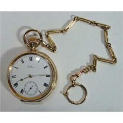 Waltham gold plated enamel faced pocket watch, A.W. Co, Waltham, Mass, numbered 15676884 on an Al…