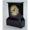 Image 1 : Ebonised rectangular wooden chiming mantelclock, 30cm high…