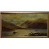 Image 1 : Large pair of gilt framed oil onto canvases 'Scottish Highland Scenes', 62cm x 125cm each…