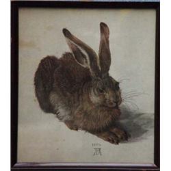 Framed print of a hare, A.D. 1505, 24cm x 22cm…