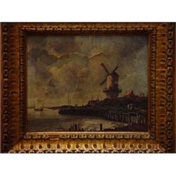 Gilt framed print of a Dutch windmill scence, 23cm x 30cm…